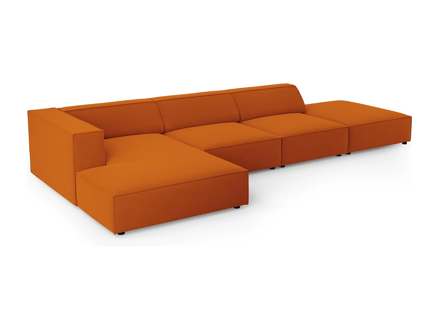 Cosmopolitan Design - Sofá de canto esquerdo "Arendal" 5 lugares em veludo terracota - 341x166x70cm