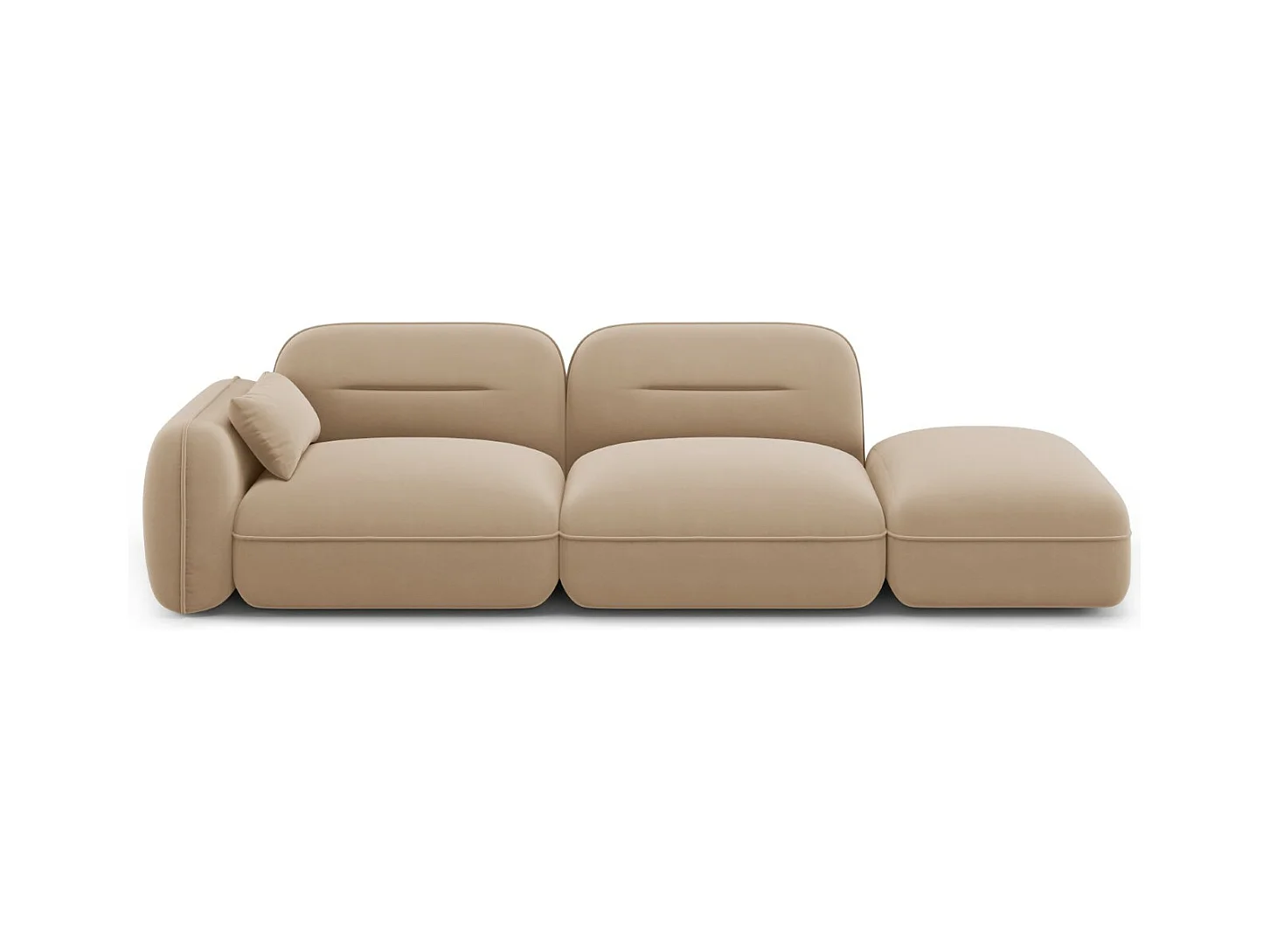 Cosmopolitan Design - Canapé modulable droit "Sydney" 3 places en velours le sable - 295x90x70cm