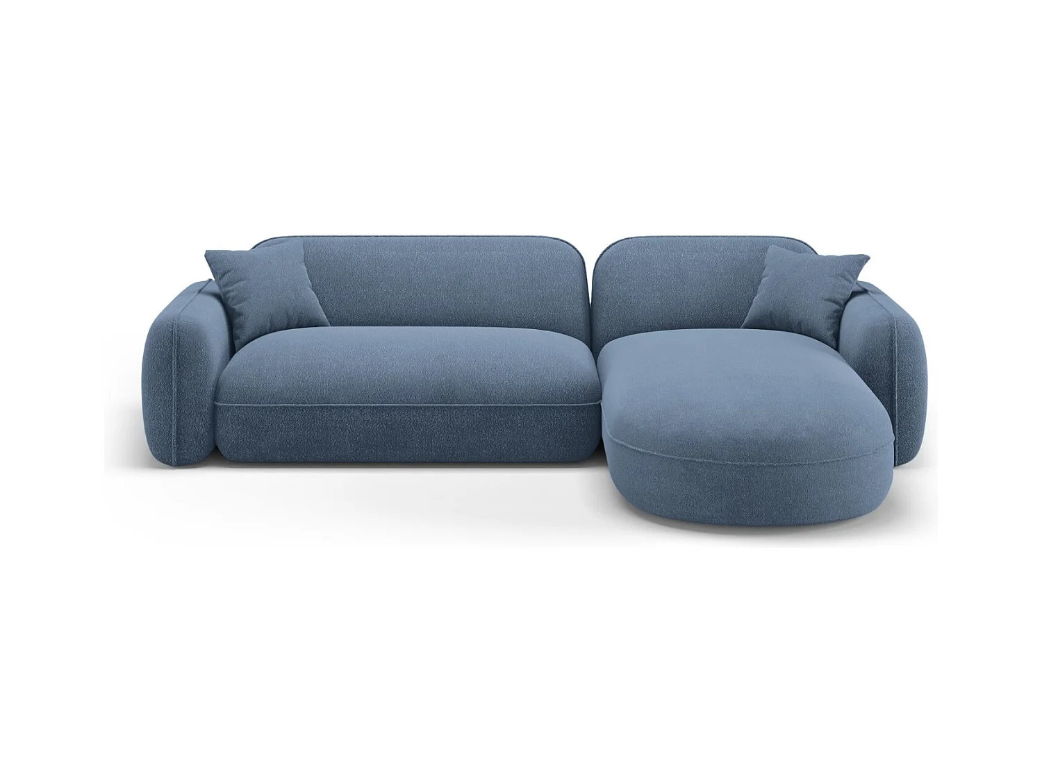 CXL by Christian Lacroix - Canapé d'angle droit modulable "Lucien" 4 places en velours blue jeans - 275x165x70cm