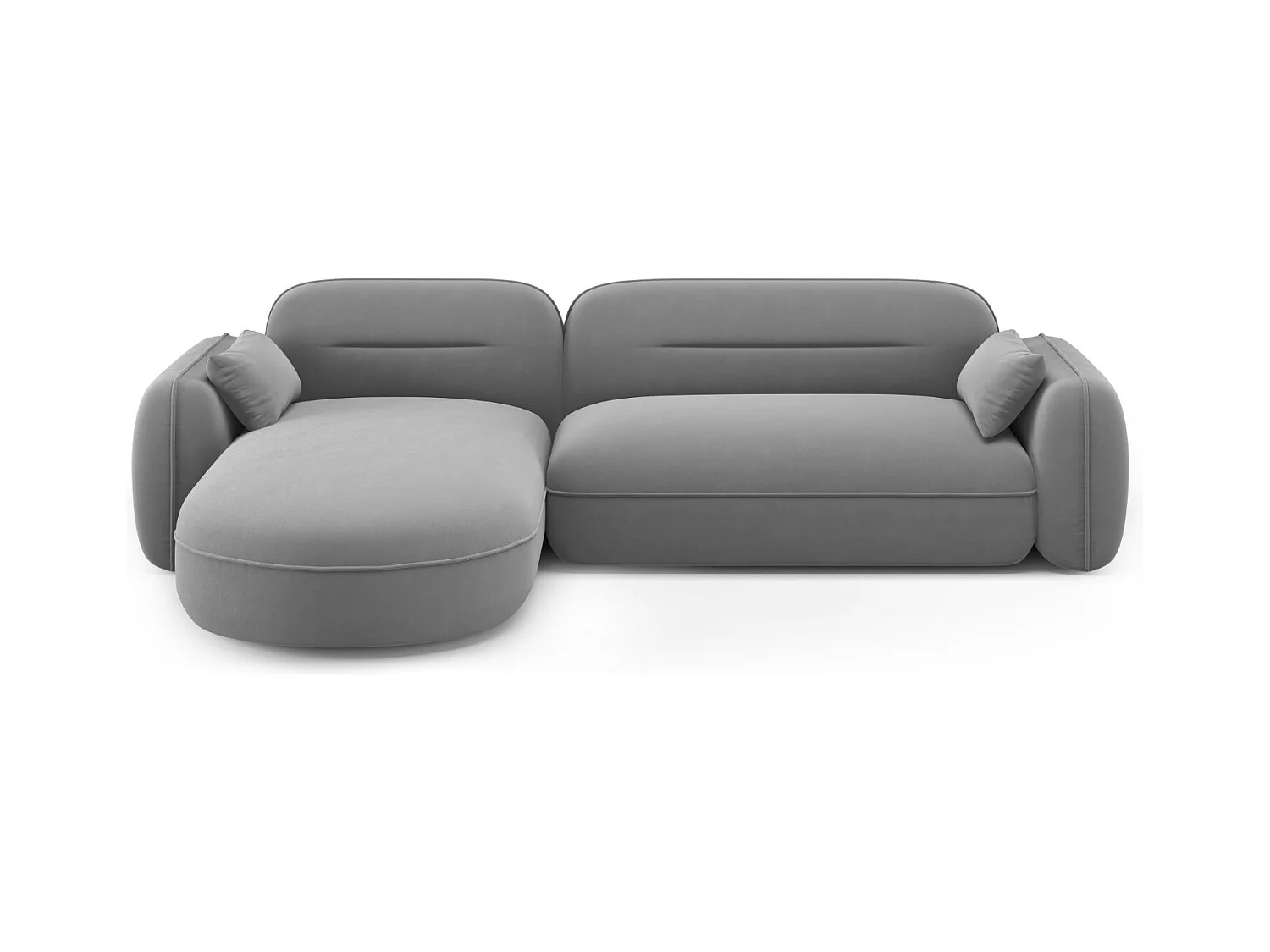 Cosmopolitan Design - Modulaire hoekbank links "Sydney" 4 zitplaatsen, Flueel, Lichtgrijs - 275x165x70cm