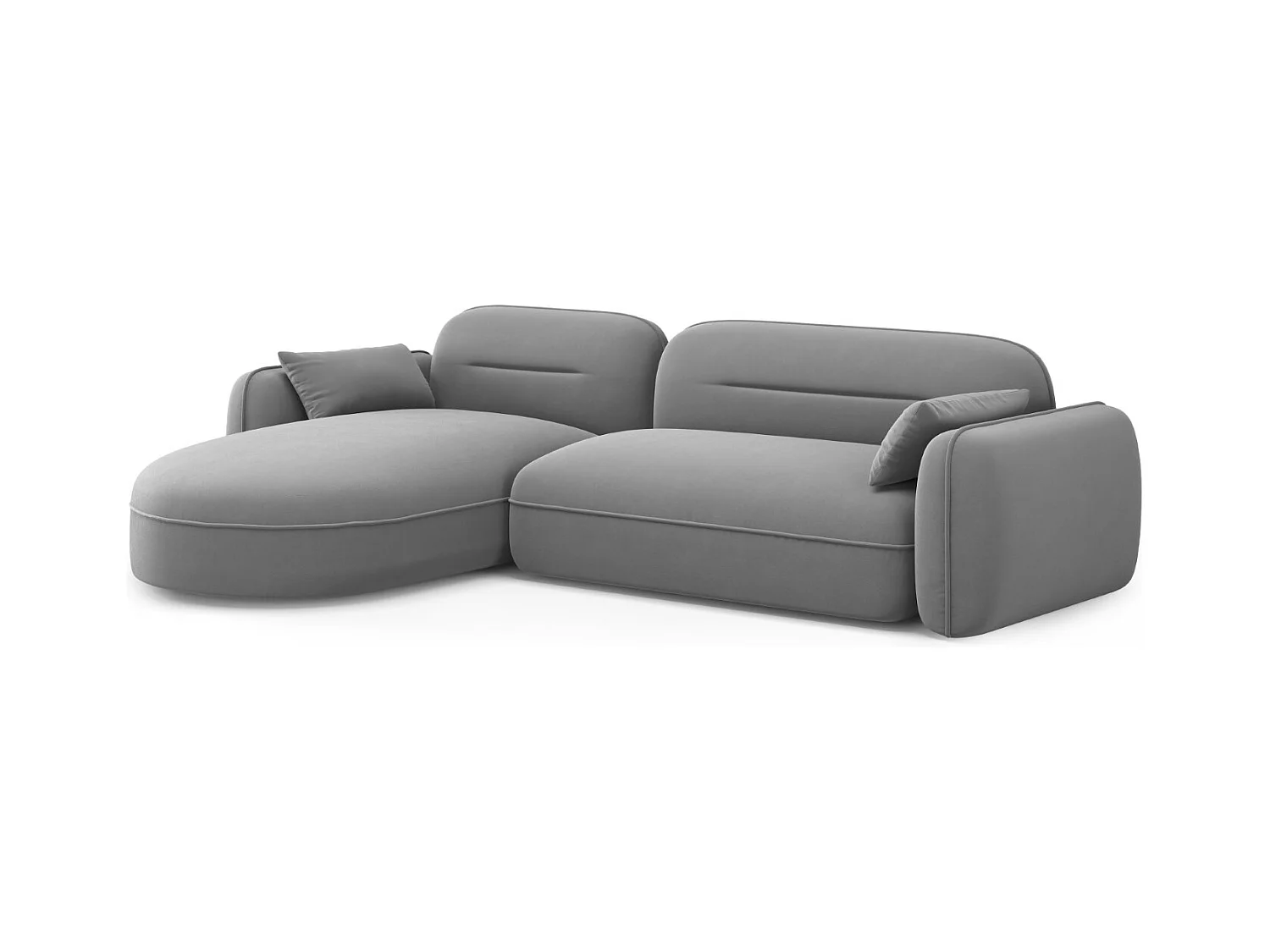 Cosmopolitan Design - Canapé d'angle gauche modulable "Sydney" 4 places en velours gris clair - 275x165x70cm