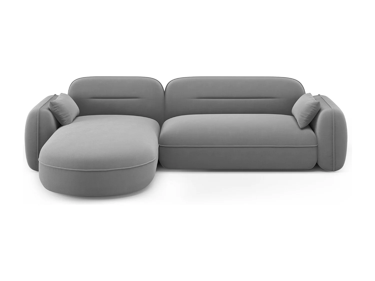 Cosmopolitan Design - Canapé d'angle gauche modulable "Sydney" 4 places en velours gris clair - 275x165x70cm