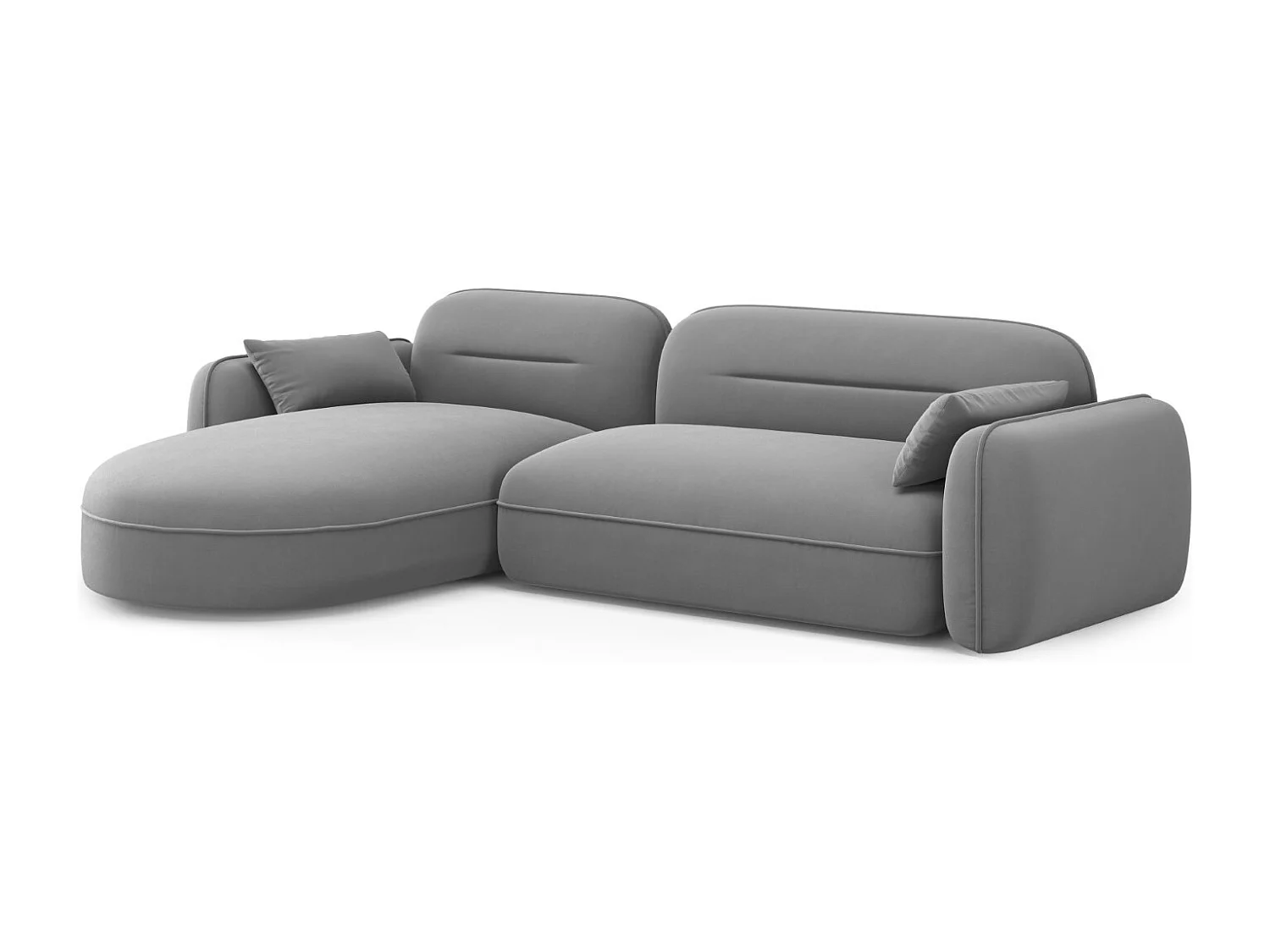 Cosmopolitan Design - Canapé d'angle gauche modulable "Sydney" 4 places en velours gris clair - 275x165x70cm