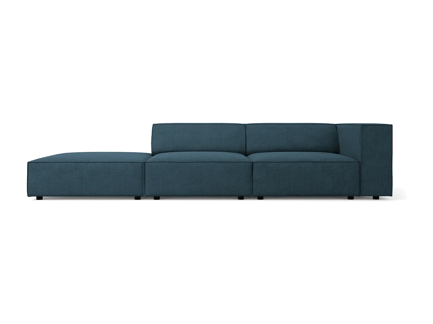 Cosmopolitan Design - 4-Sitzer linkes Sofa "Arendal" aus Chenille-Stoff mit Rippeneffekt marineblau - 262x102x70cm