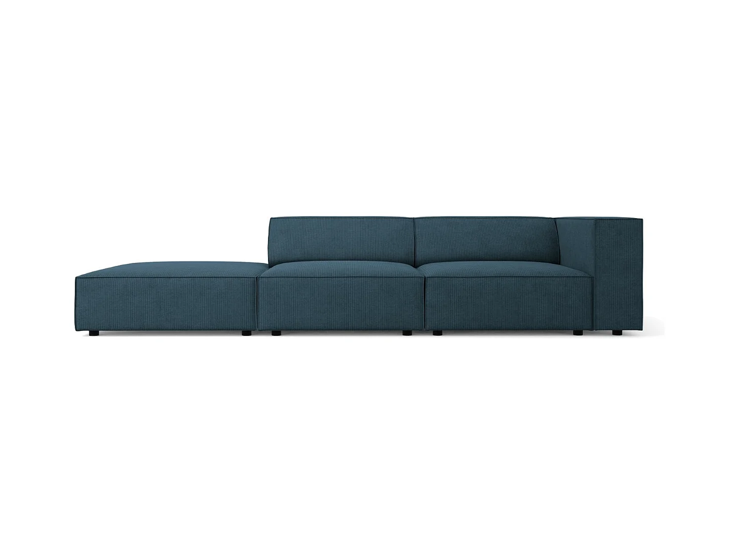 Cosmopolitan Design - Linker bank "Arendal" 4 zitplaatsen, Chenille met ribbeleffect, Marineblauw - 262x102x70cm