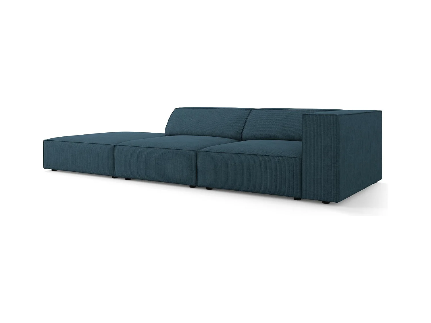 Cosmopolitan Design - Canapé gauche "Arendal" 4 places en chenille avec un effet côtelé bleu marine - 262x102x70cm