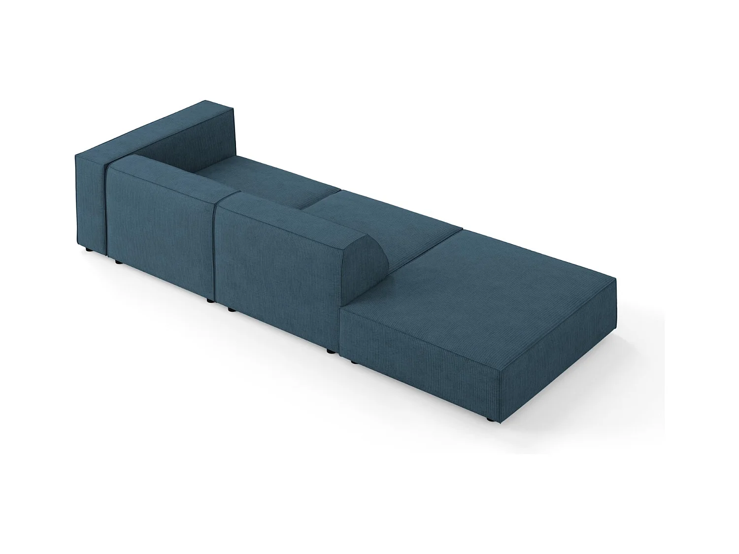 Cosmopolitan Design - Canapé gauche "Arendal" 4 places en chenille avec un effet côtelé bleu marine - 262x102x70cm