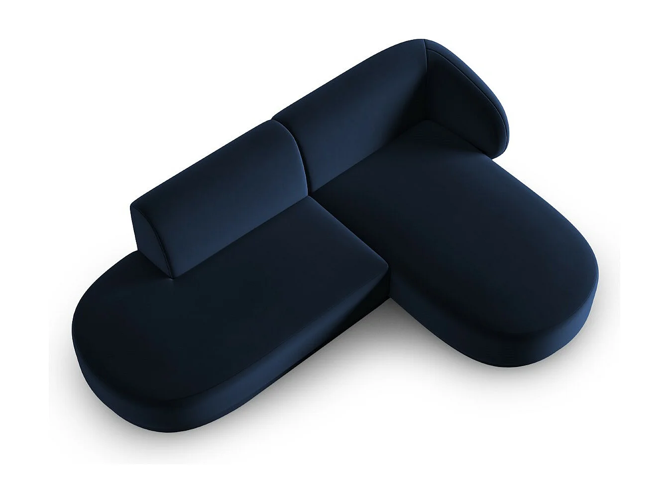 CXL by Christian Lacroix - Divano angolare modulare destro "Lionel" 4 posti in velluto blu reale - 233x155x74cm