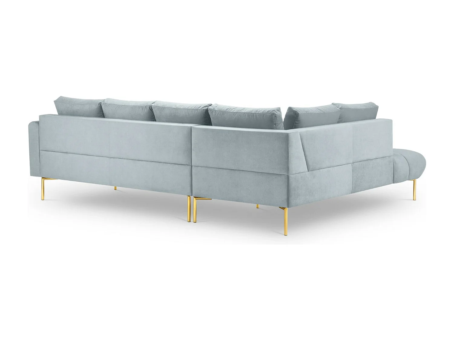 Cosmopolitan Design - Sofá esquinero izquierdo "Hastings" 5 plazas de terciopelo azul claro - 301x216x75cm