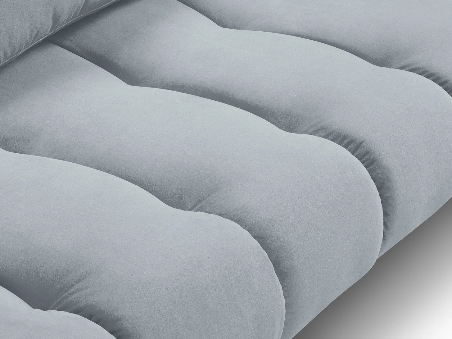 Cosmopolitan Design - Sofá esquinero izquierdo "Hastings" 5 plazas de terciopelo azul claro - 301x216x75cm