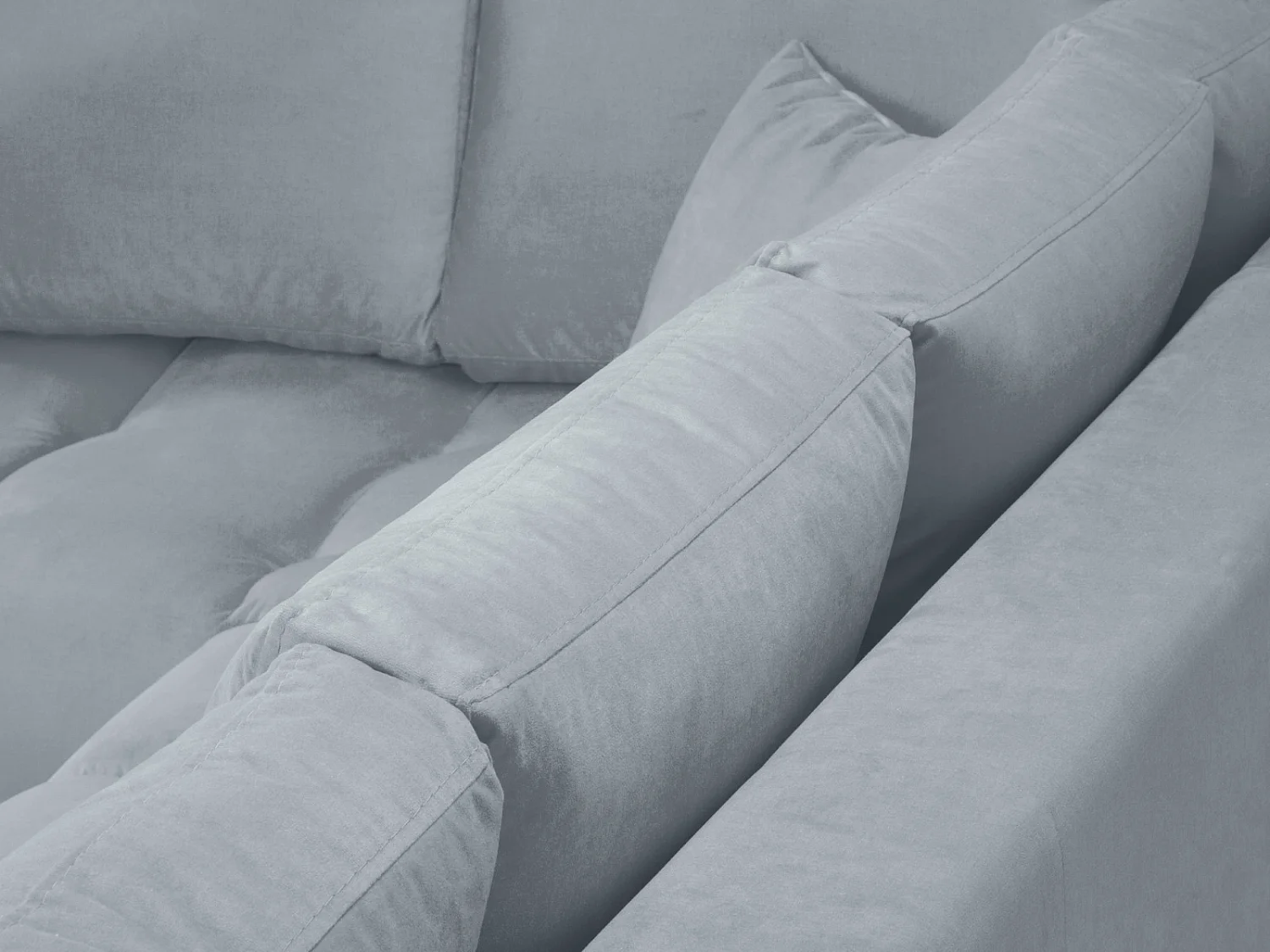 Cosmopolitan Design - Sofá esquinero izquierdo "Hastings" 5 plazas de terciopelo azul claro - 301x216x75cm