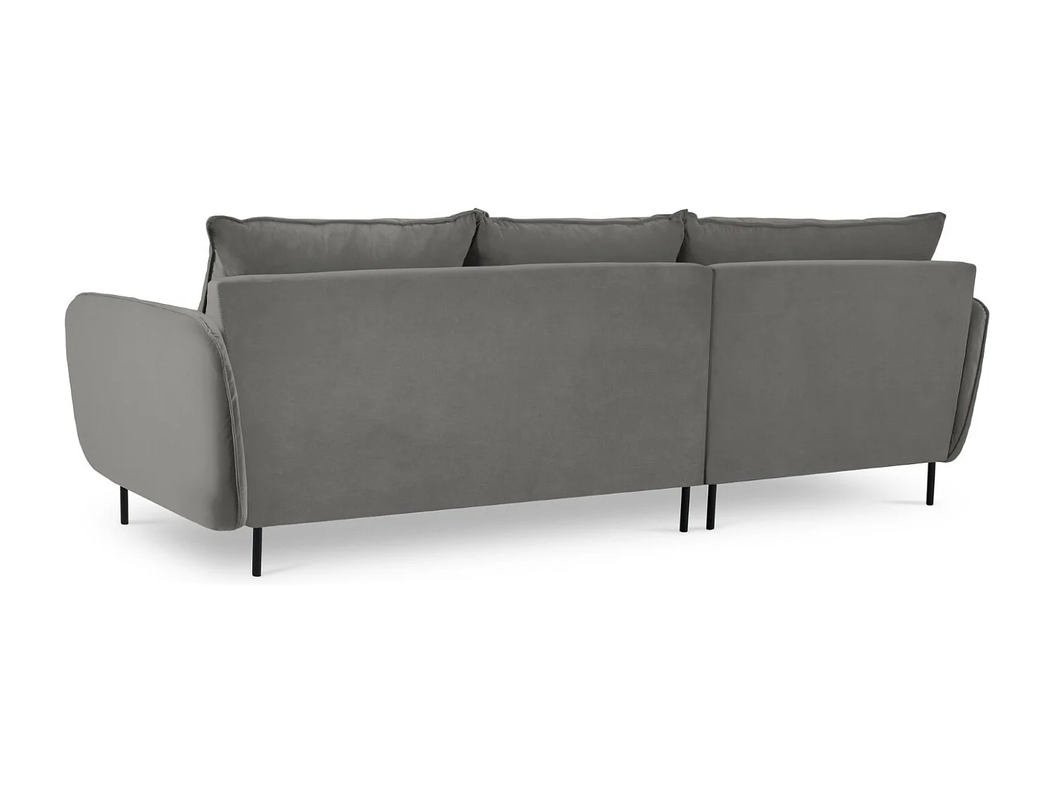 Cosmopolitan Design - Sofá esquinero izquierdo "Vienna" 5 plazas de terciopelo gris claro - 255x170x95cm