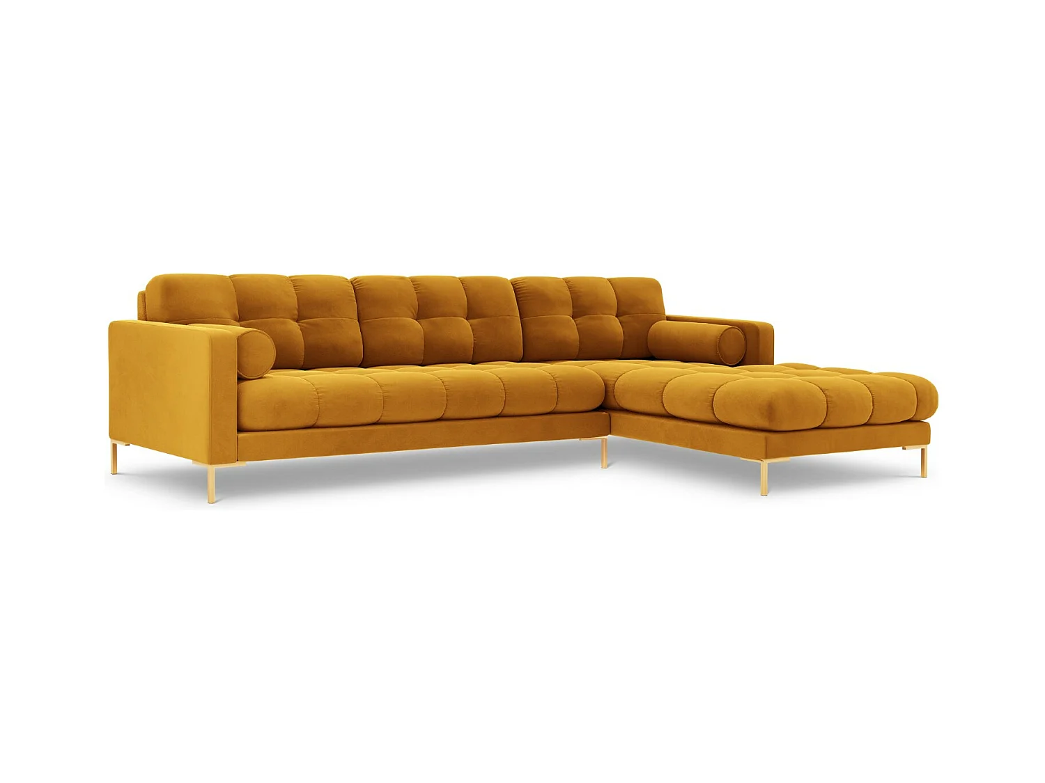 Cosmopolitan Design - Rechter hoekbank "Bali" 5 zitplaatsen, Flueel, GEEL - 293x185x75cm
