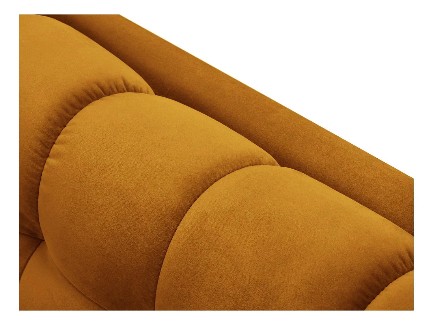 Cosmopolitan Design - Sofá esquinero derecho "Bali" 5 plazas de terciopelo amarillo - 293x185x75cm