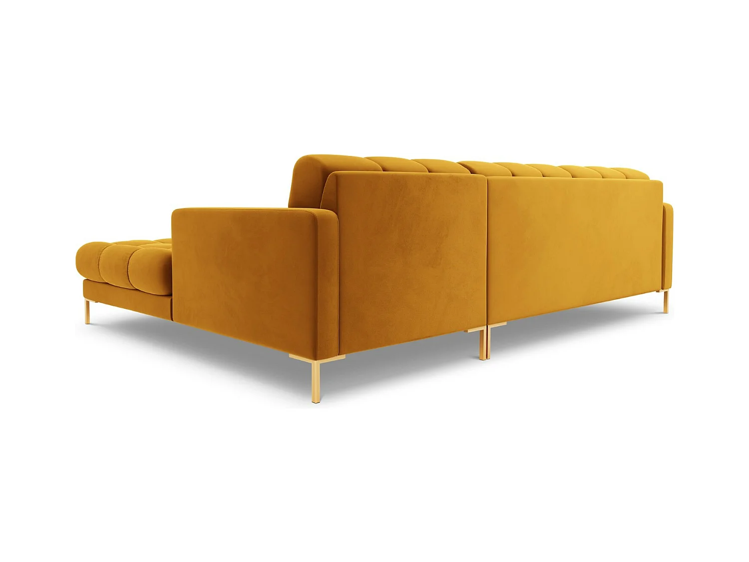 Cosmopolitan Design - Sofá esquinero derecho "Bali" 5 plazas de terciopelo amarillo - 293x185x75cm