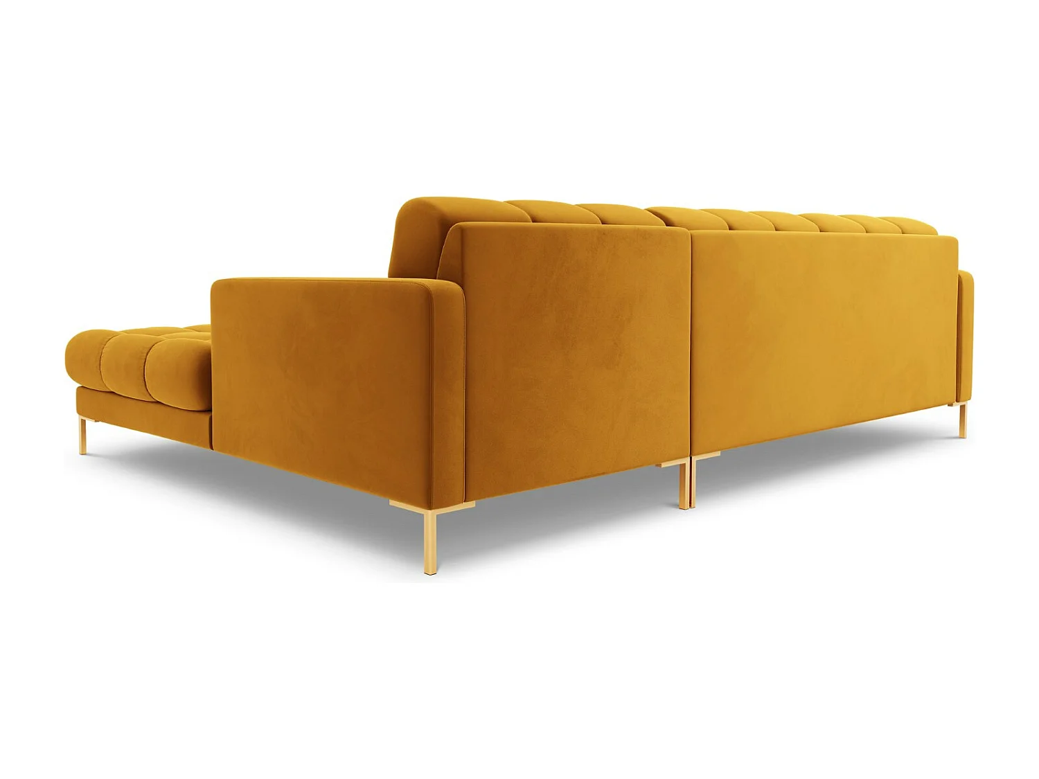 Cosmopolitan Design - Sofá de canto direito "Bali" 5 lugares em veludo amarelo - 293x185x75cm
