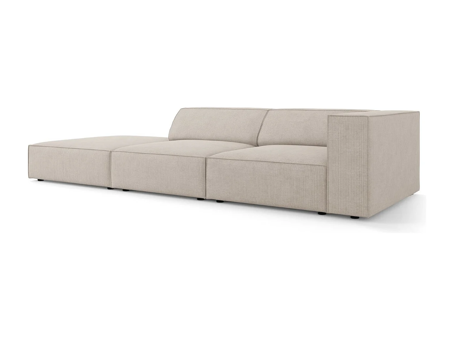 Cosmopolitan Design - Sofá izquierdo "Arendal" 4 plazas de tejido chenilla con efecto acanalado beige oscuro - 262x102x70cm