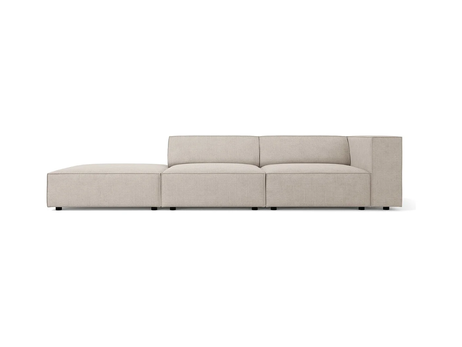 Cosmopolitan Design - Canapé gauche "Arendal" 4 places en chenille avec un effet côtelé beige foncé - 262x102x70cm