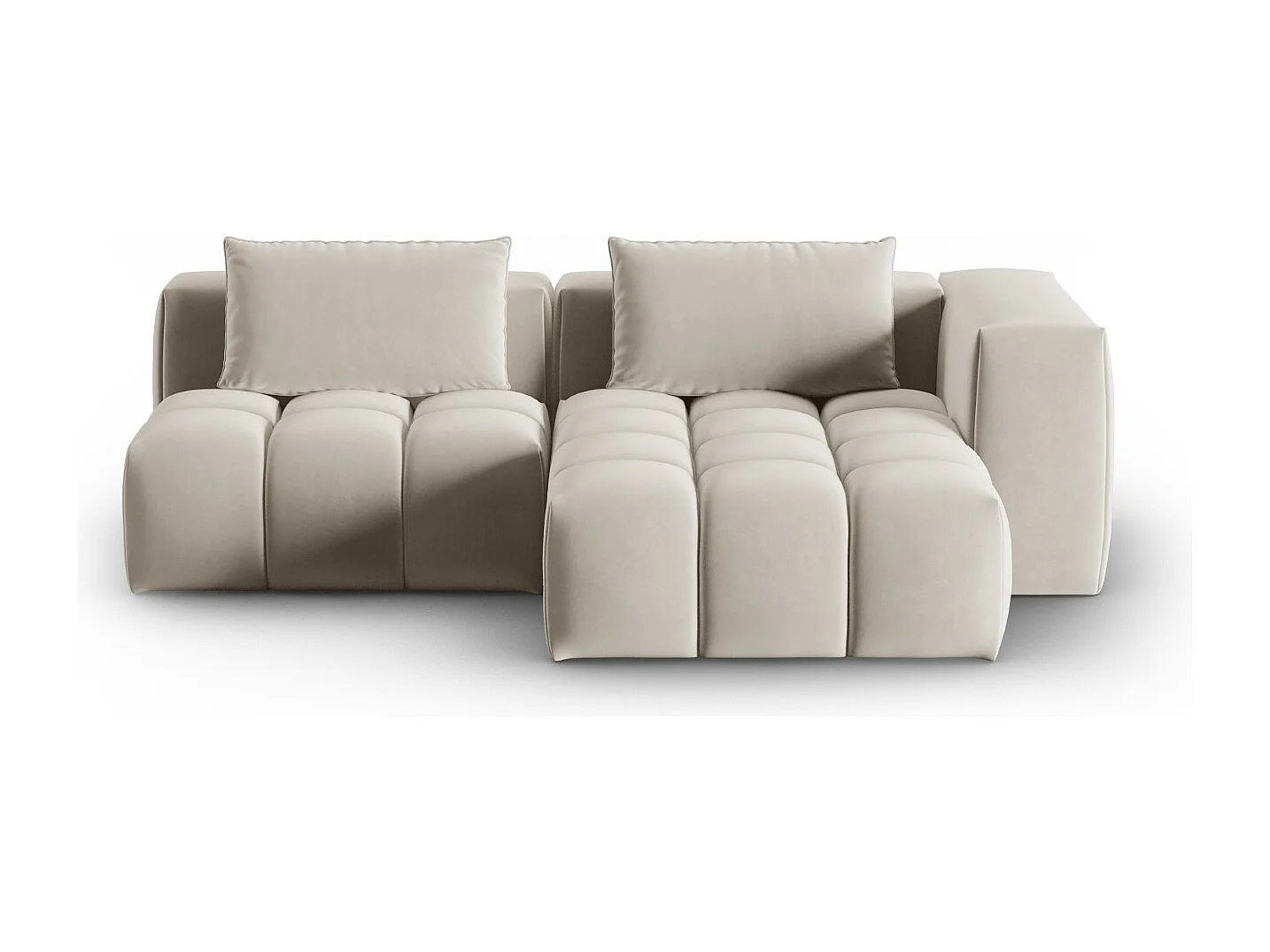 CXL by Christian Lacroix - Narożnik prawy panoramiczny, "Lorella" 3 miejsca welur, ecru - 205x145x70cm