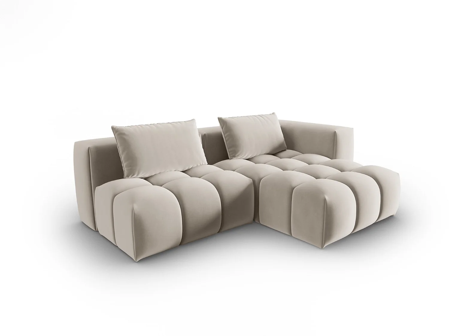 CXL by Christian Lacroix - 3-Sitzer modulares Ecksofa rechts "Lorella" Sitzer aus Samt Ecru - 205x145x70cm