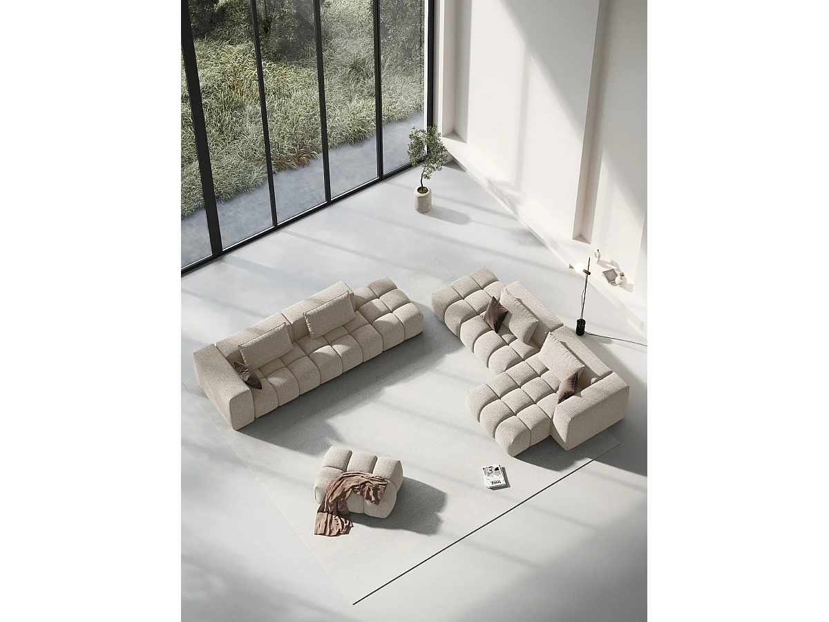 CXL by Christian Lacroix - Sofá modular direito "Lorella" 3 lugares em tecido estrutural areia - 265x85x70cm