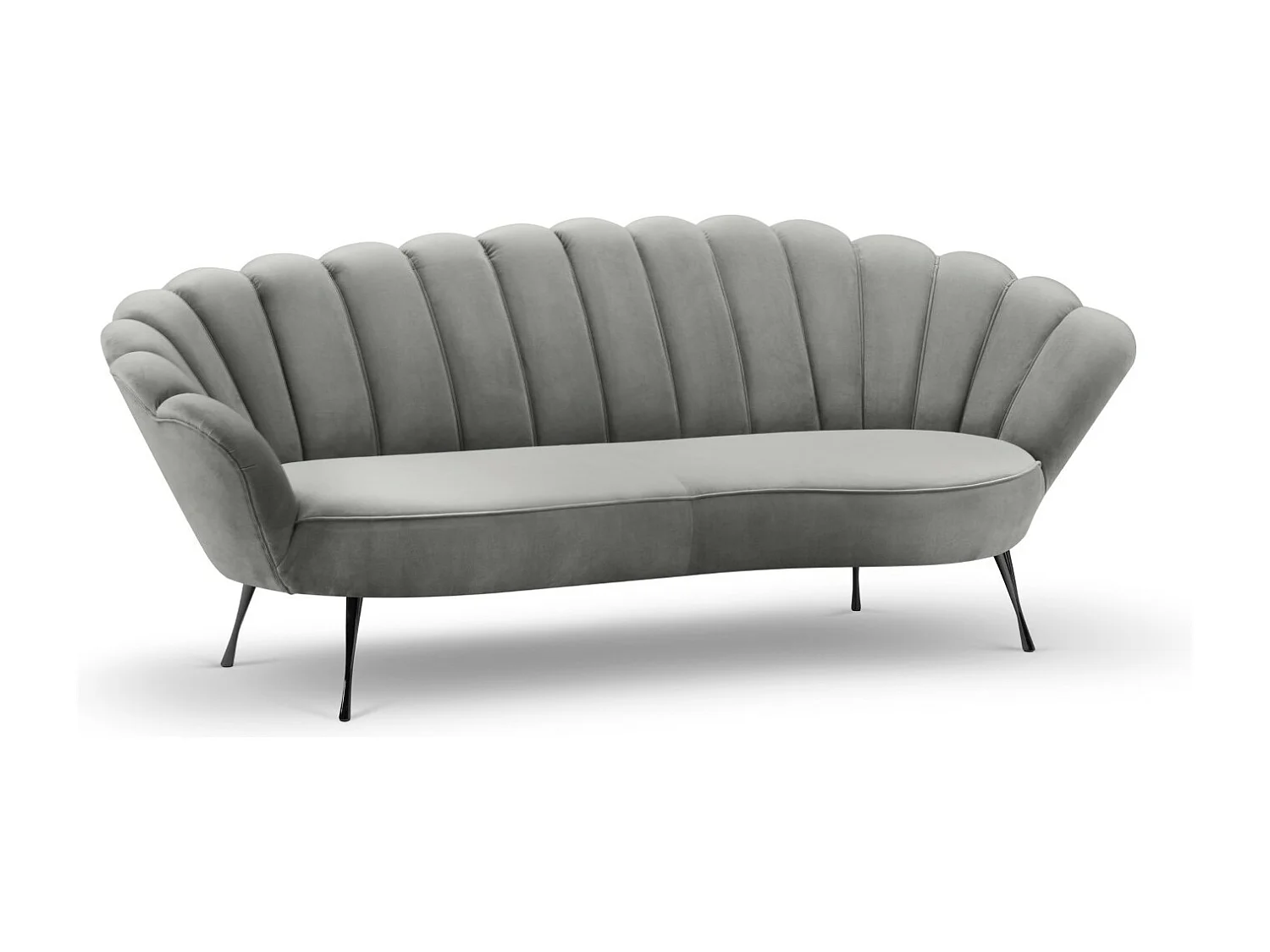 Cosmopolitan Design - Bank "Kingston" 3 zitplaatsen, Flueel, Donkergrijs - 224x95x85cm