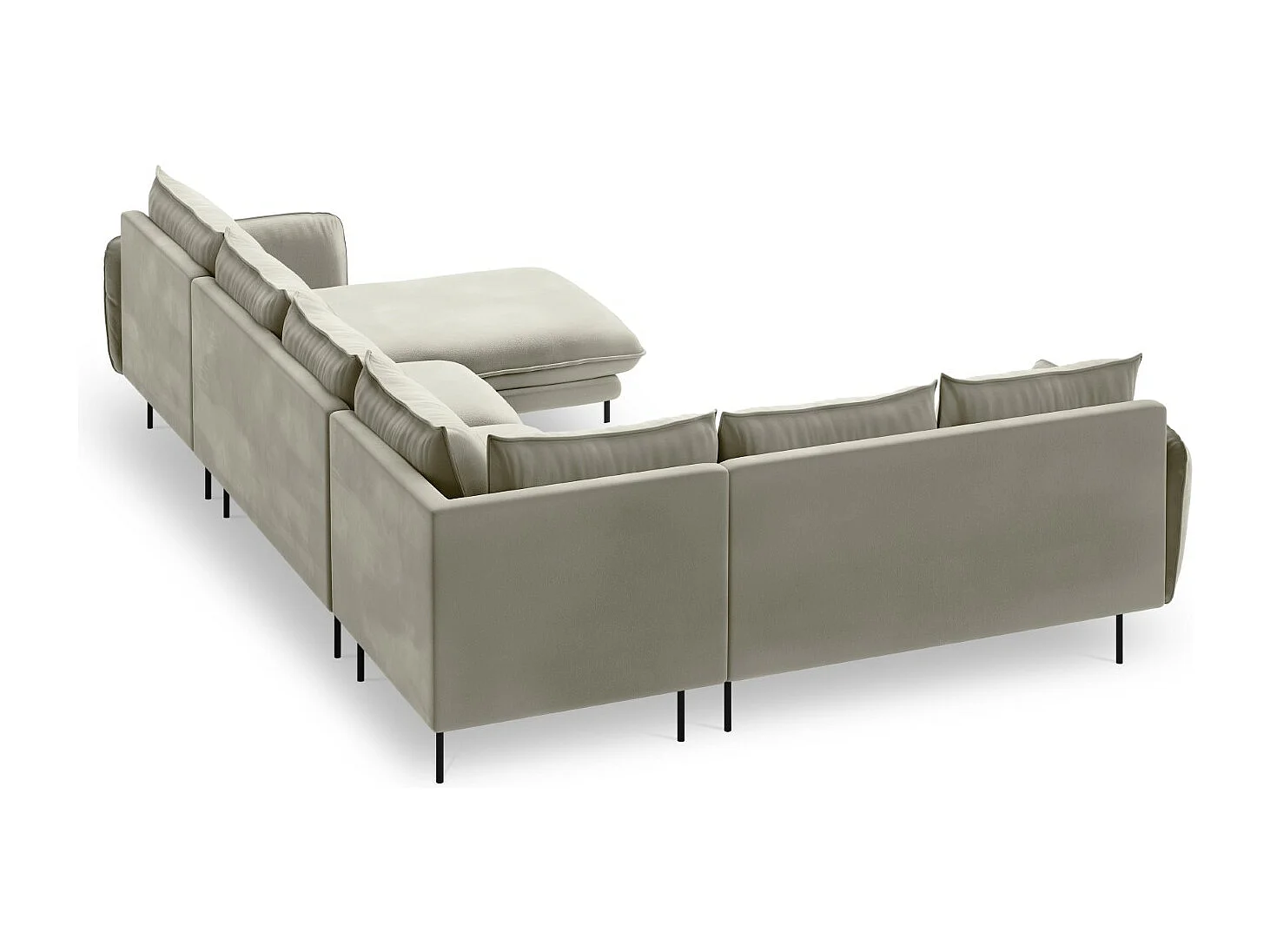 Cosmopolitan Design - Panoramische hoekbank links "Vienna" 7 zitplaatsen, Flueel, Beige - 330x235x95cm