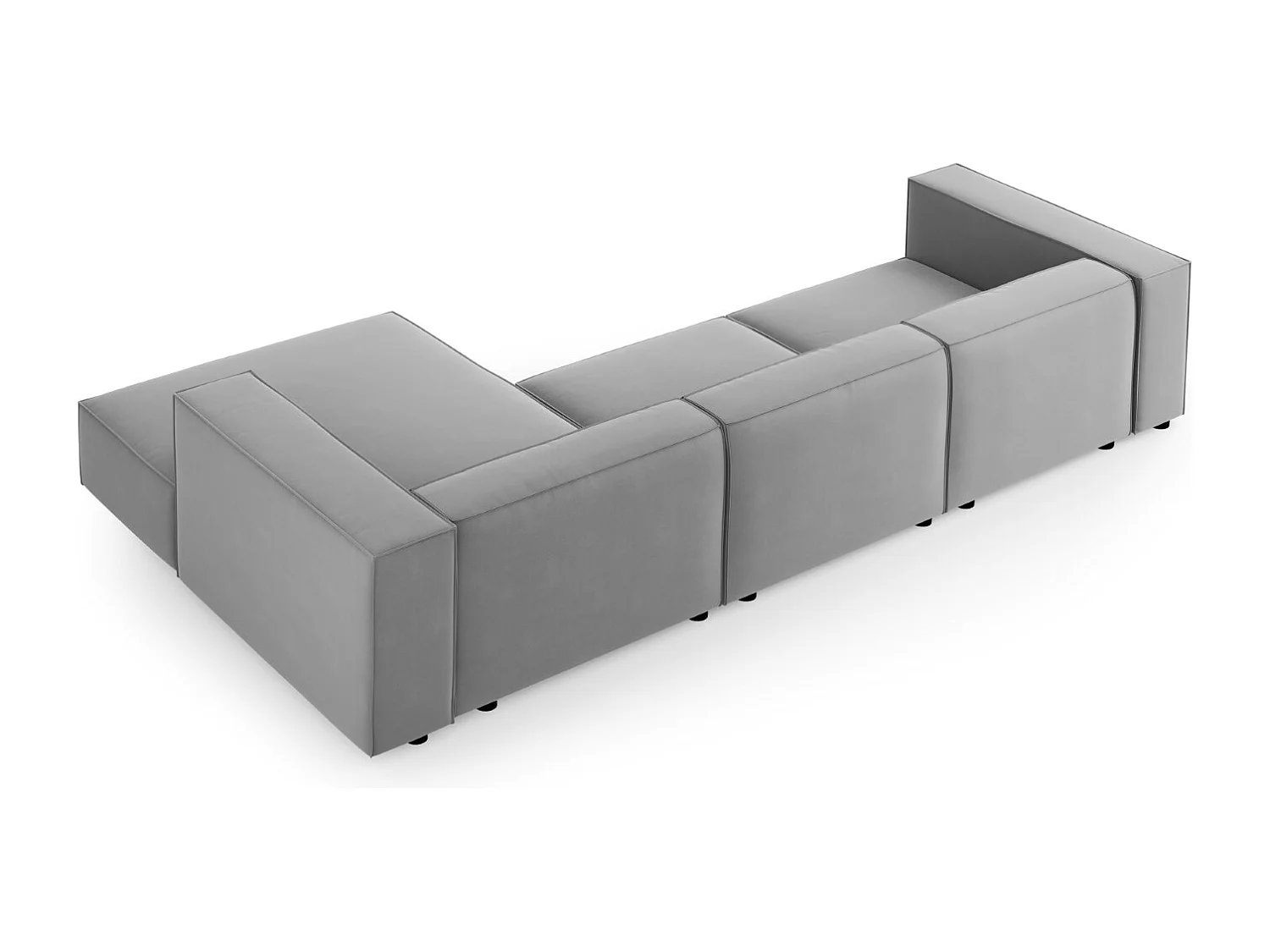 Cosmopolitan Design - Rechter hoekbank "Arendal" 4 zitplaatsen, Flueel, Lichtgrijs - 284x166x70cm