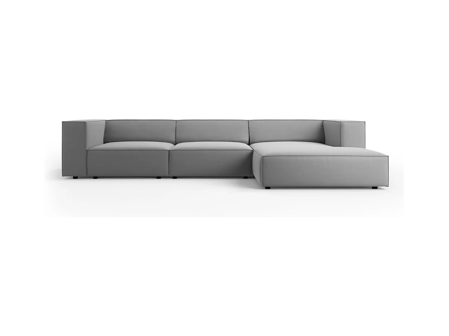 Cosmopolitan Design - Canapé d'angle droit "Arendal" 4 places en velours gris clair - 284x166x70cm
