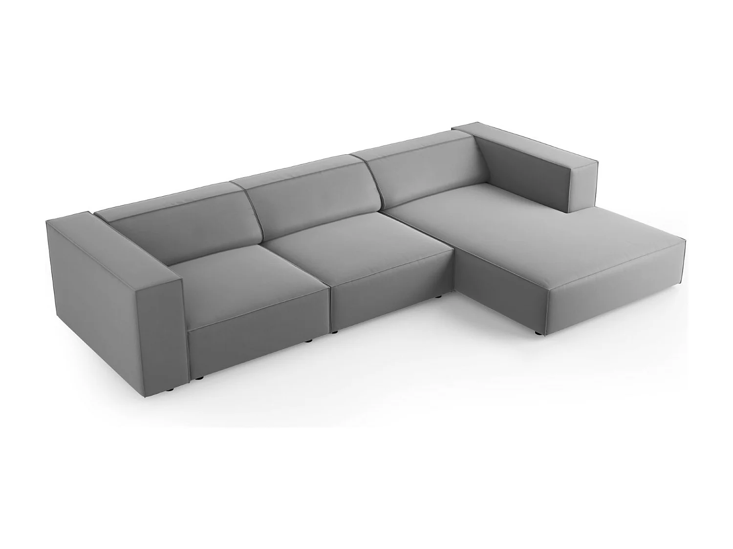 Cosmopolitan Design - Canapé d'angle droit "Arendal" 4 places en velours gris clair - 284x166x70cm