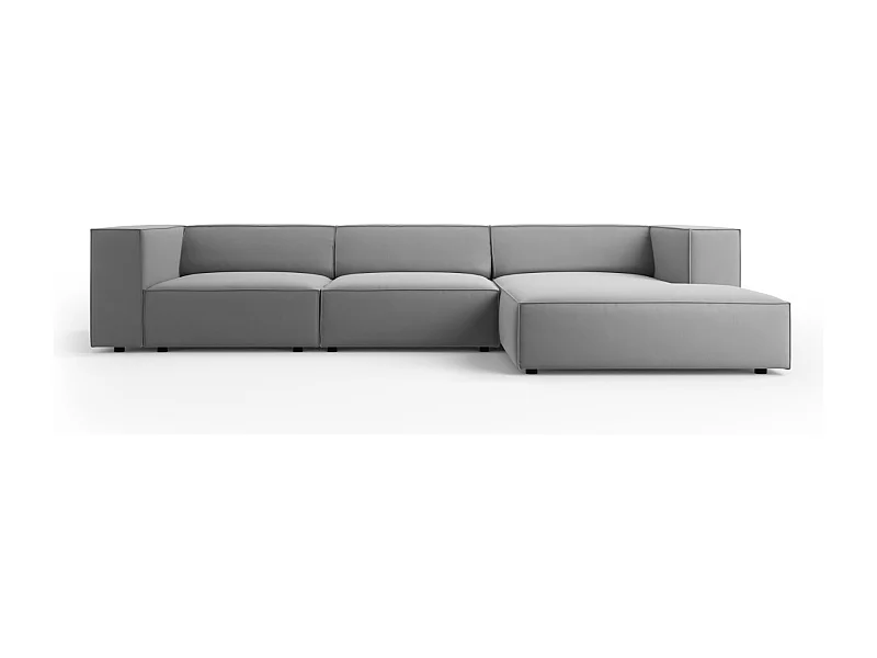Cosmopolitan Design - Canapé d'angle droit "Arendal" 4 places en velours gris clair - 284x166x70cm