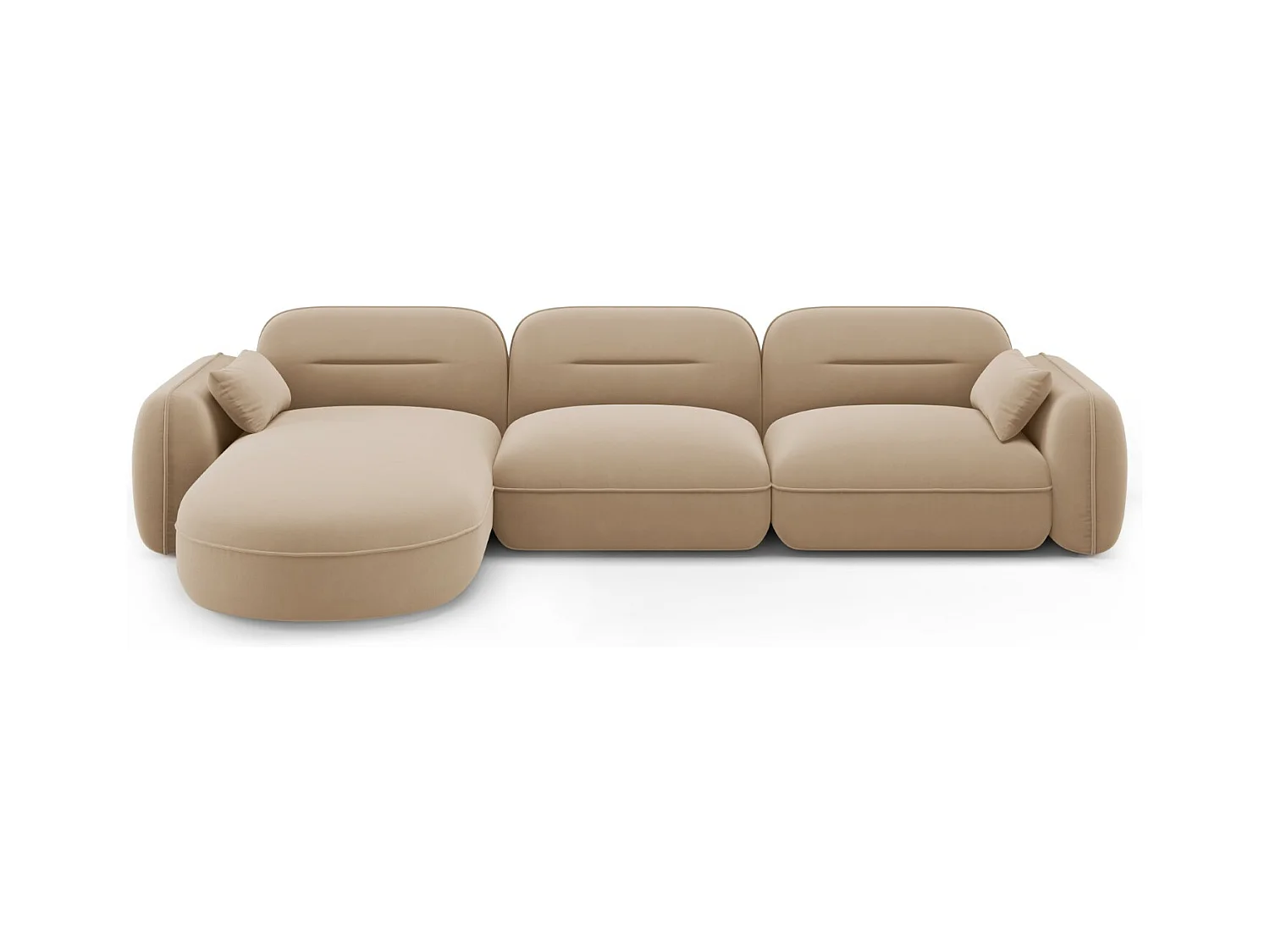 Cosmopolitan Design - Canapé d'angle gauche modulable "Sydney" 4 places en velours le sable - 320x165x70cm