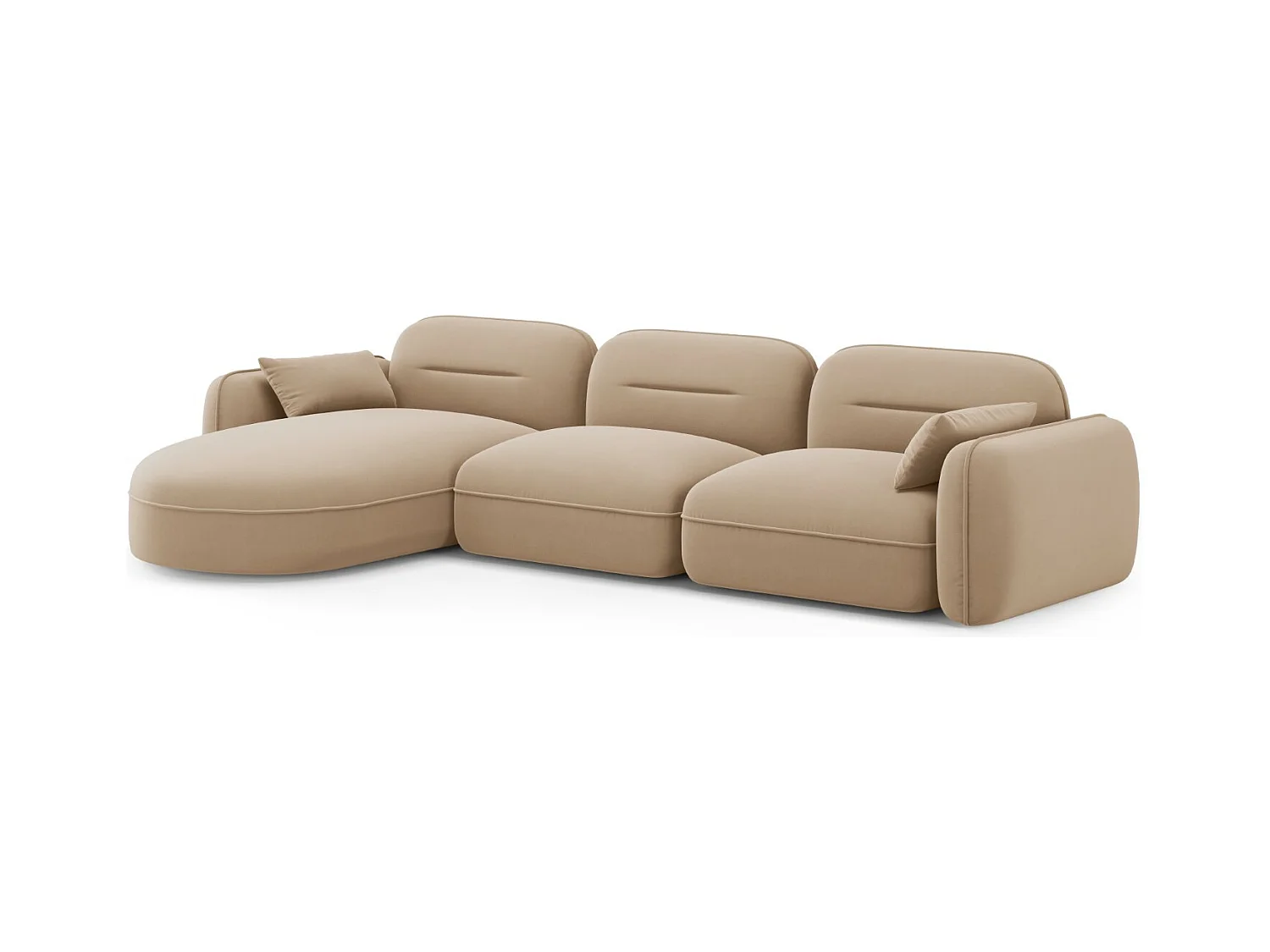 Cosmopolitan Design - Canapé d'angle gauche modulable "Sydney" 4 places en velours le sable - 320x165x70cm