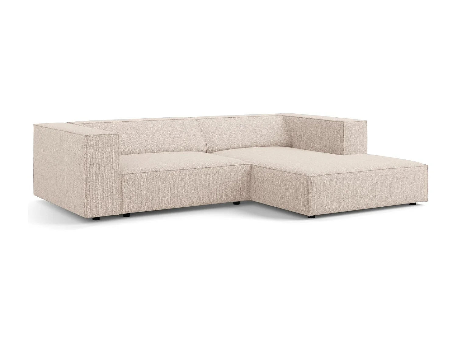 Cosmopolitan Design - Divano angolare destro "Arendal" 3 posti in ciniglia beige - 224x166x70cm