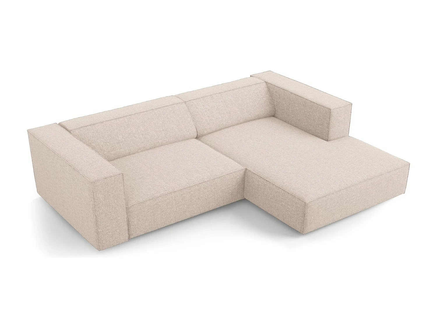 Cosmopolitan Design - Divano angolare destro "Arendal" 3 posti in ciniglia beige - 224x166x70cm