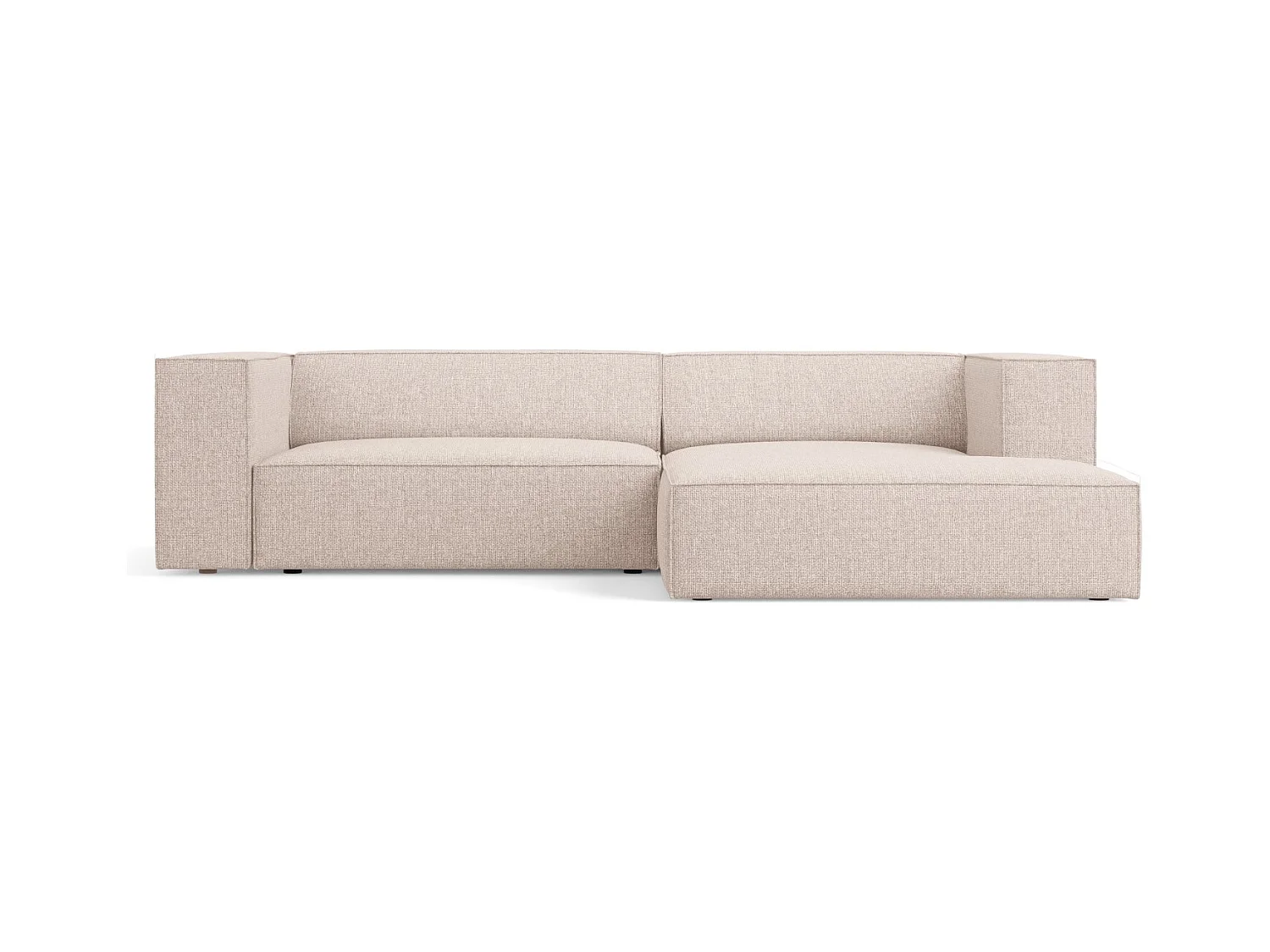 Cosmopolitan Design - Canapé d'angle droit "Arendal" 3 places en chenille beige - 224x166x70cm