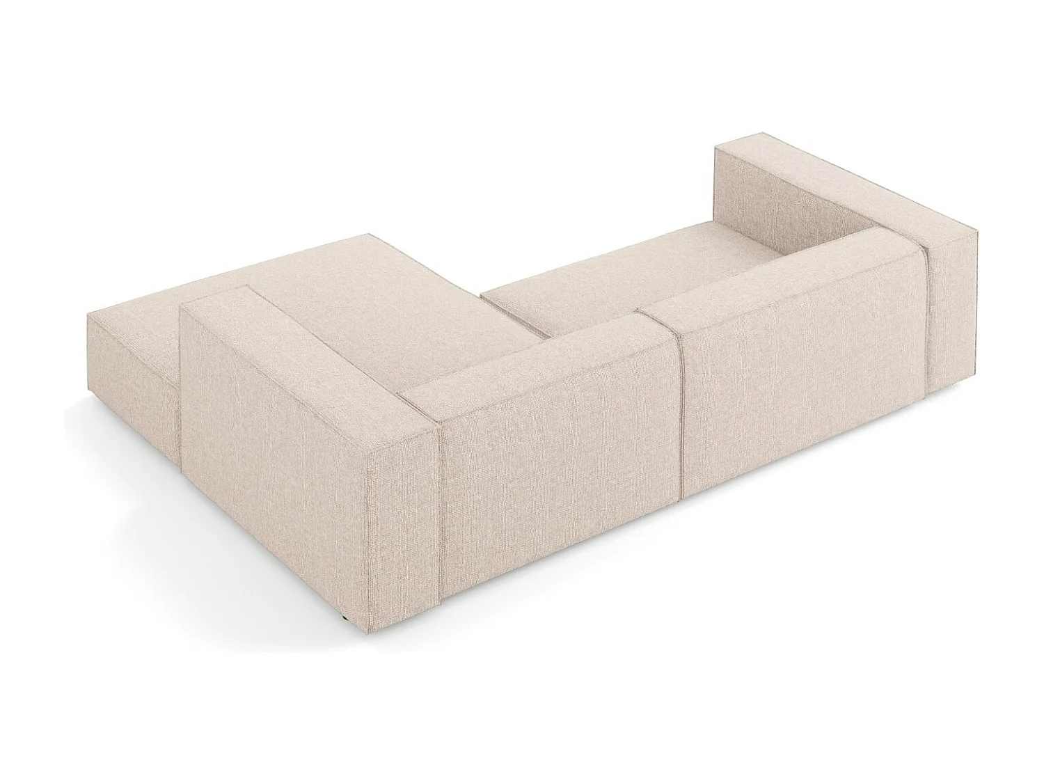 Cosmopolitan Design - Canapé d'angle droit "Arendal" 3 places en chenille beige - 224x166x70cm