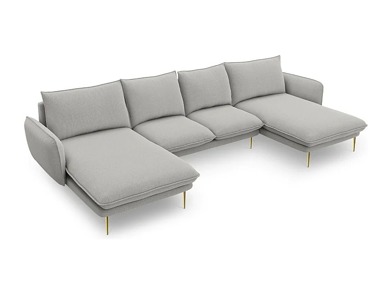 Cosmopolitan Design - 6-Sitzer Panoramasofa "Vienna" aus strukturiertem Stoff hellgrau - 350x170x95cm