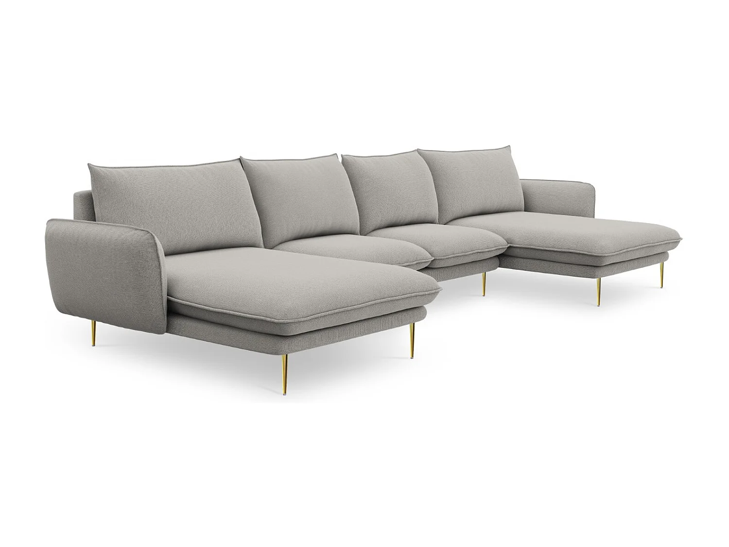 Cosmopolitan Design - 6-Sitzer Panoramasofa "Vienna" aus strukturiertem Stoff hellgrau - 350x170x95cm