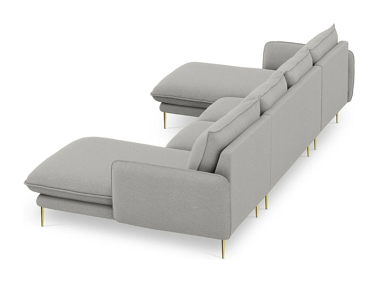 Cosmopolitan Design - 6-Sitzer Panoramasofa "Vienna" aus strukturiertem Stoff hellgrau - 350x170x95cm