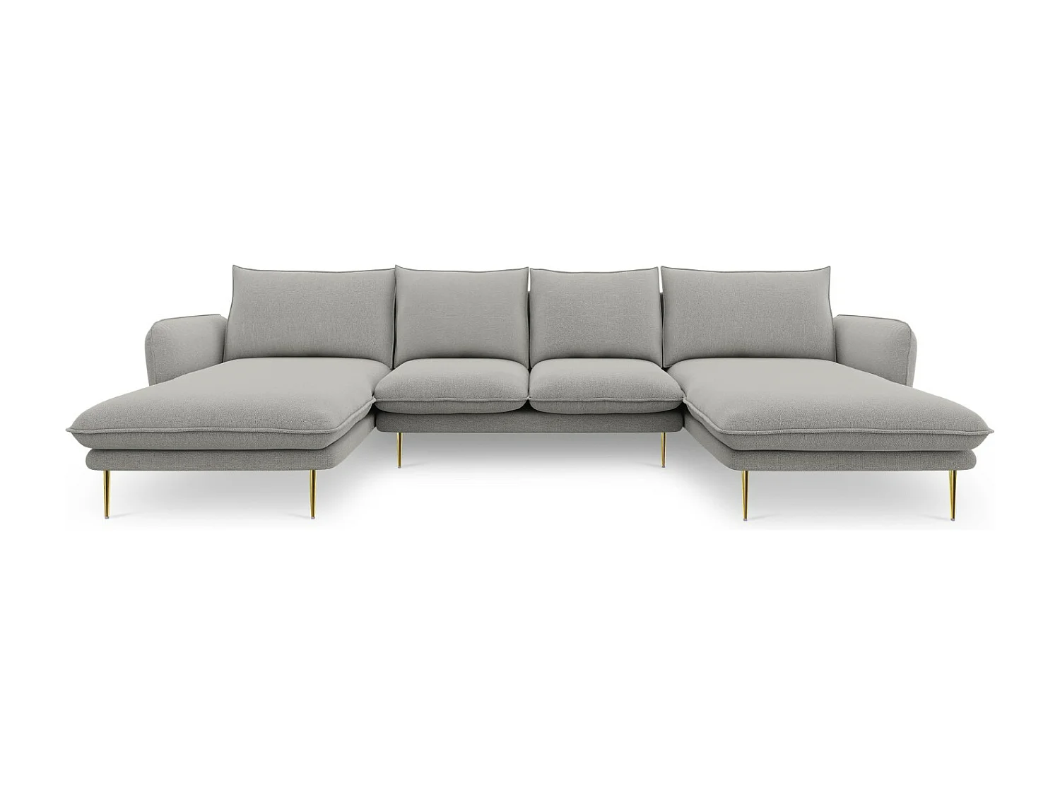 Cosmopolitan Design - Canapé panoramique "Vienna" 6 places en tissu structurel gris clair - 350x170x95cm