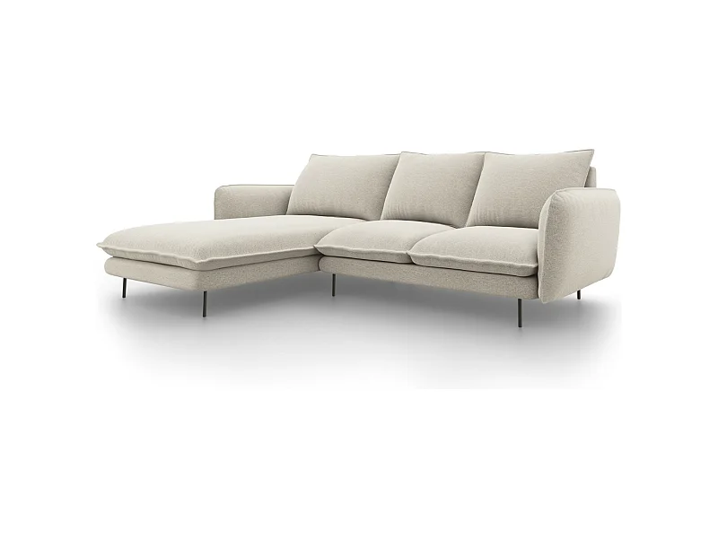 Cosmopolitan Design - 5-Sitzer Ecksofa links "Vienna" aus strukturiertem Stoff leichtes beige - 255x170x95cm
