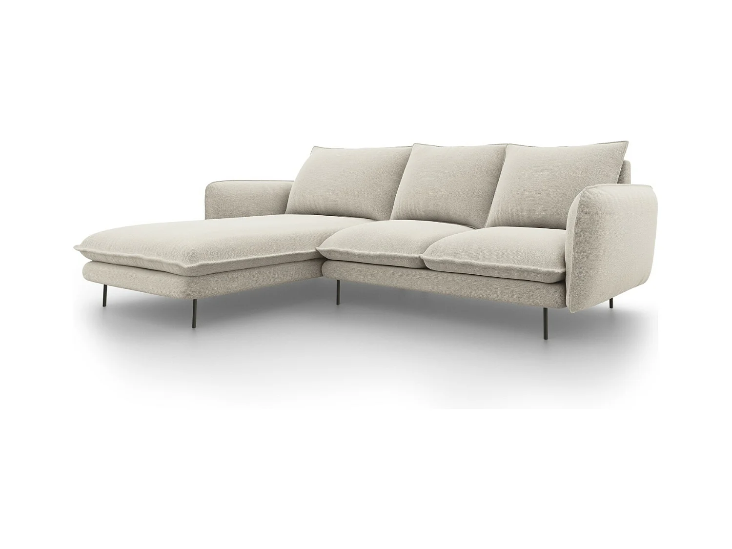 Cosmopolitan Design - Canapé d'angle gauche "Vienna" 5 places en tissu structurel beige clair - 255x170x95cm