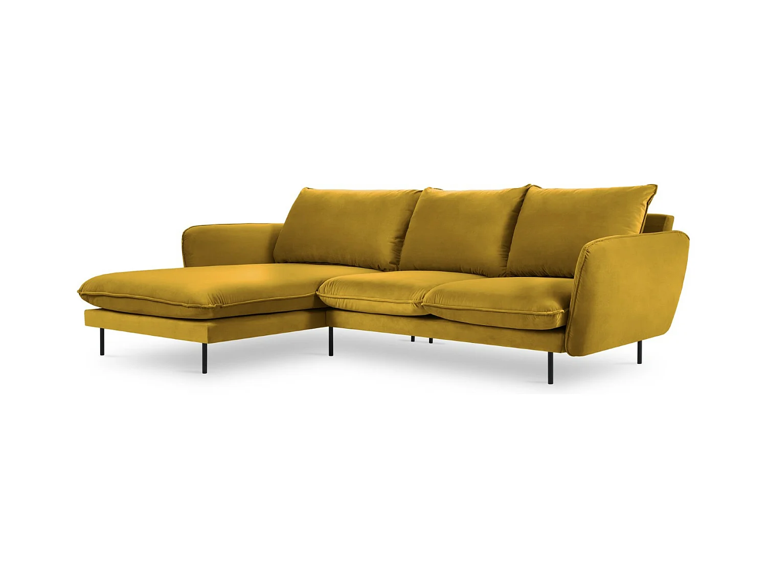 Cosmopolitan Design - Linker hoekbank "Vienna" 5 zitplaatsen, Flueel, GEEL - 255x170x95cm