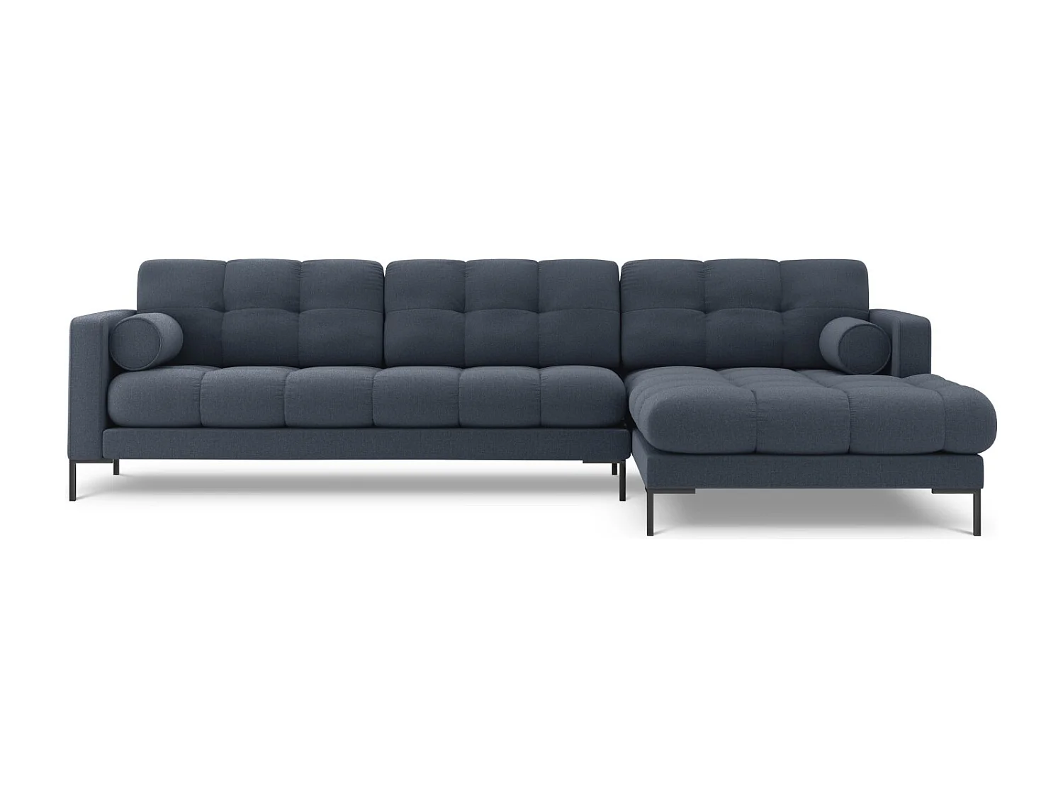 Cosmopolitan Design - 5-Sitzer Ecksofa rechts "Bali" aus strukturiertem Stoff dunkelblau - 293x185x75cm