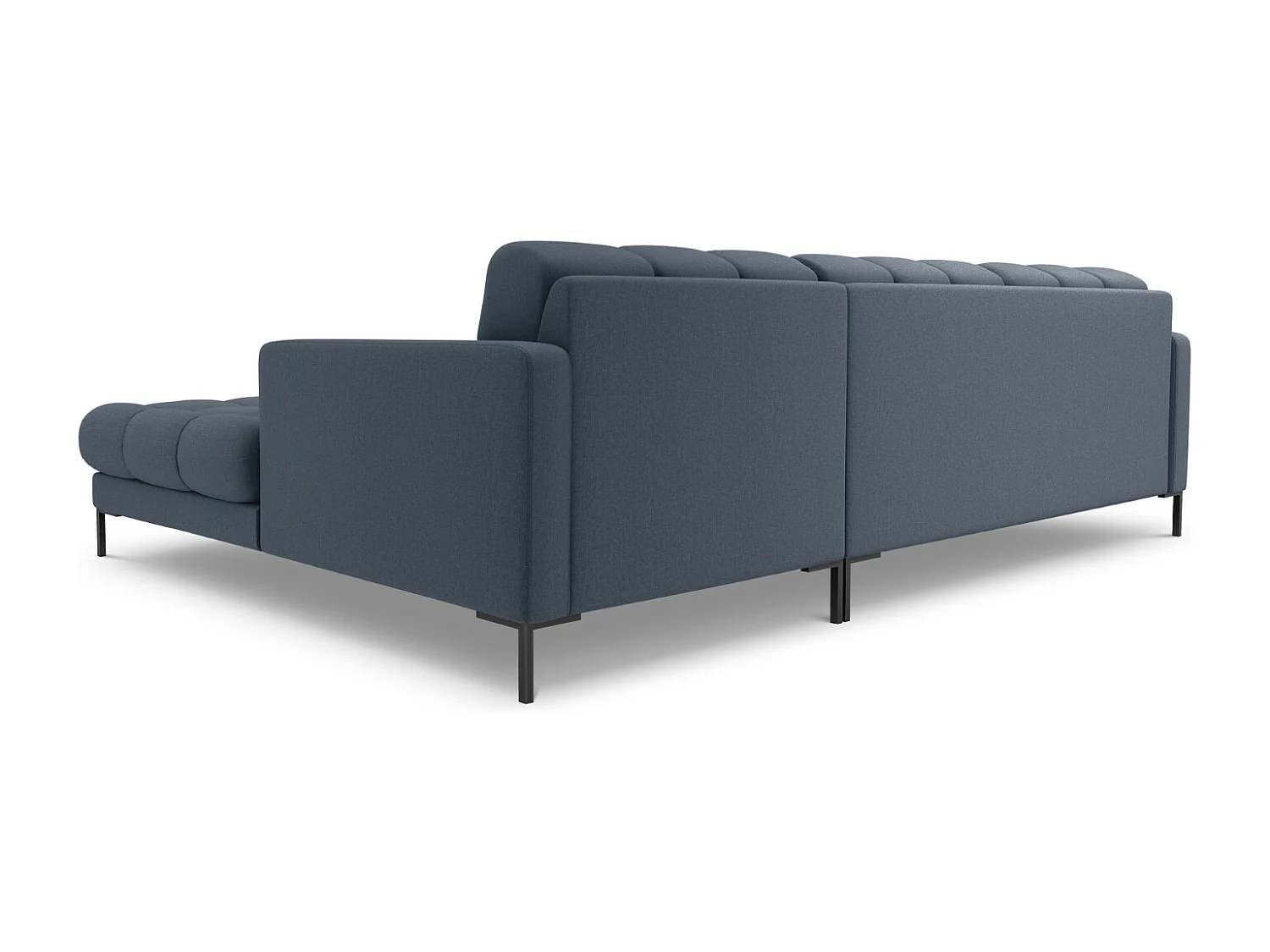 Cosmopolitan Design - 5-Sitzer Ecksofa rechts "Bali" aus strukturiertem Stoff dunkelblau - 293x185x75cm
