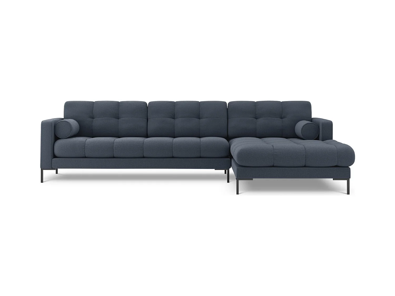 Cosmopolitan Design - Rechter hoekbank "Bali" 5 zitplaatsen, Structurele stof, Donkerblauw - 293x185x75cm