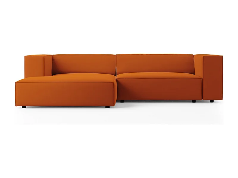 Cosmopolitan Design - Linker hoekbank "Arendal" 3 zitplaatsen, Flueel, Terracotta - 224x166x70cm
