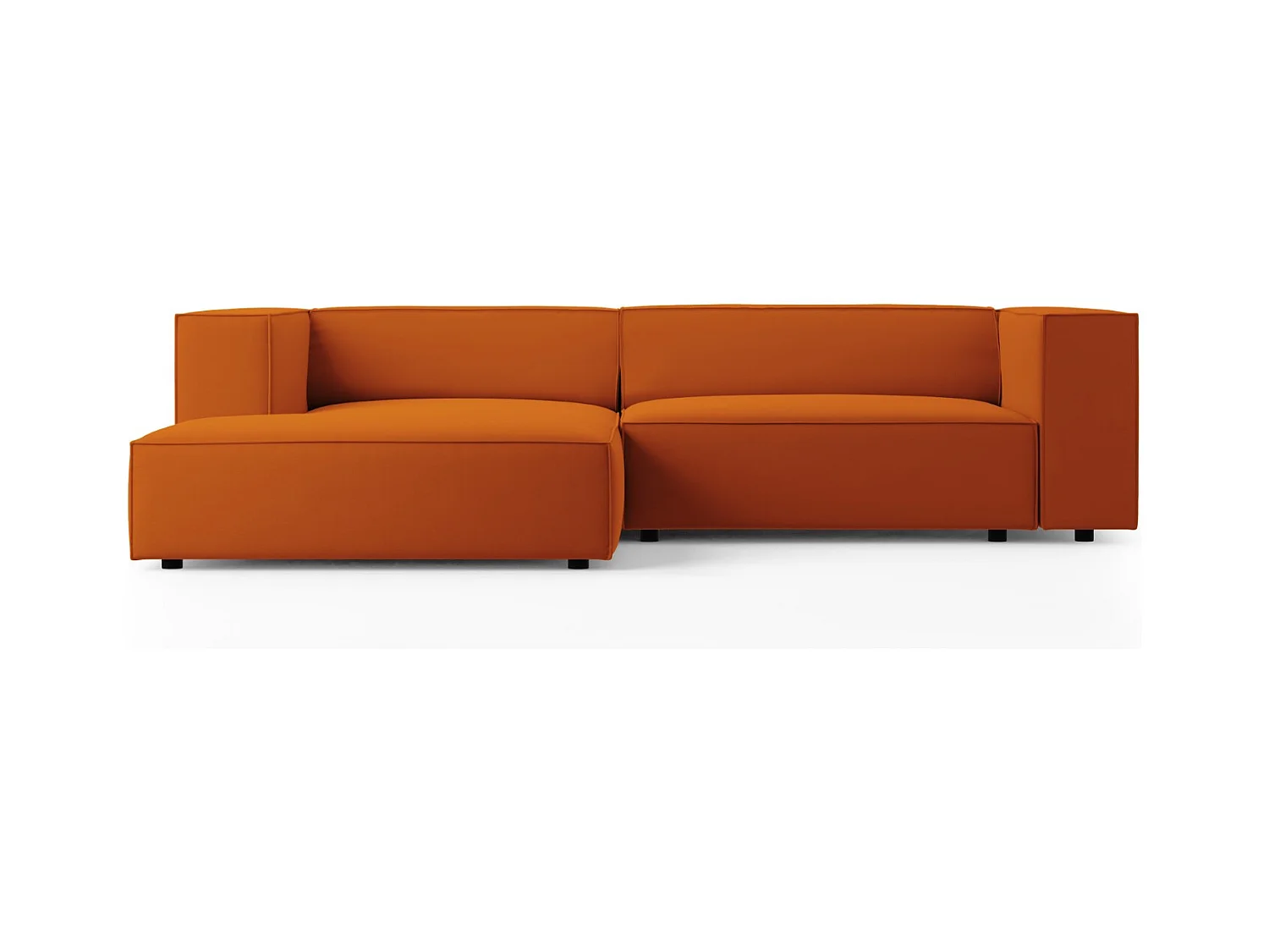 Cosmopolitan Design - Linker hoekbank "Arendal" 3 zitplaatsen, Flueel, Terracotta - 224x166x70cm
