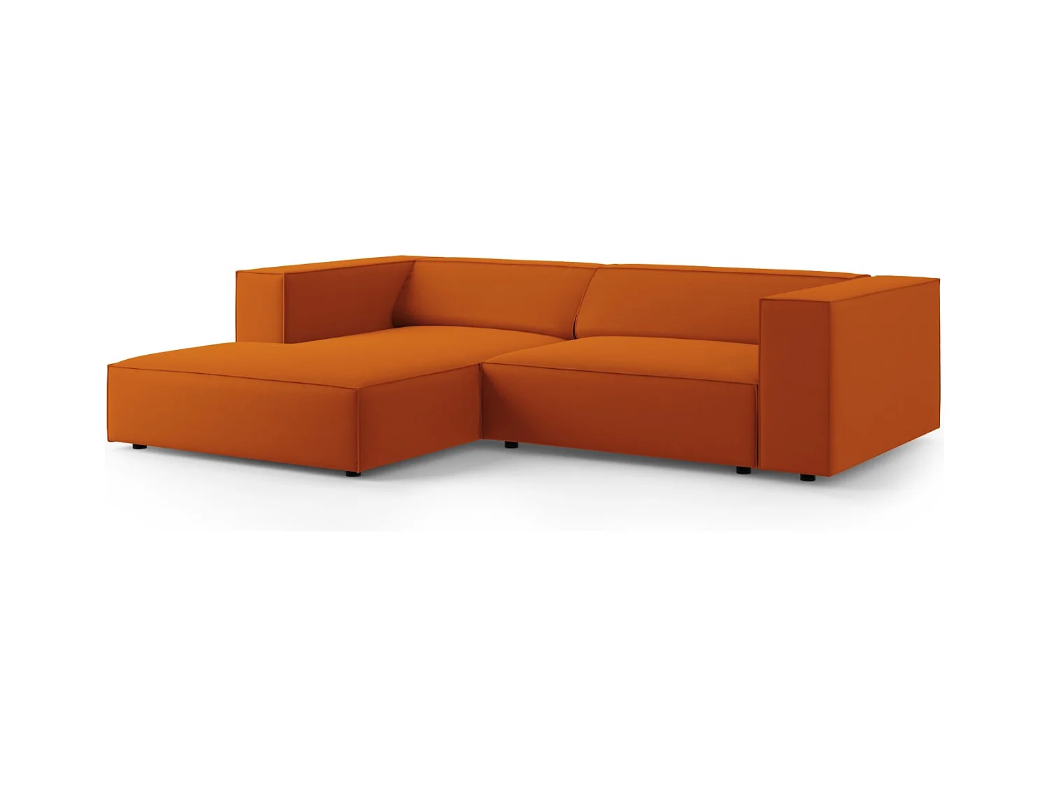 Cosmopolitan Design - Canapé d'angle gauche "Arendal" 3 places en velours terracotta - 224x166x70cm